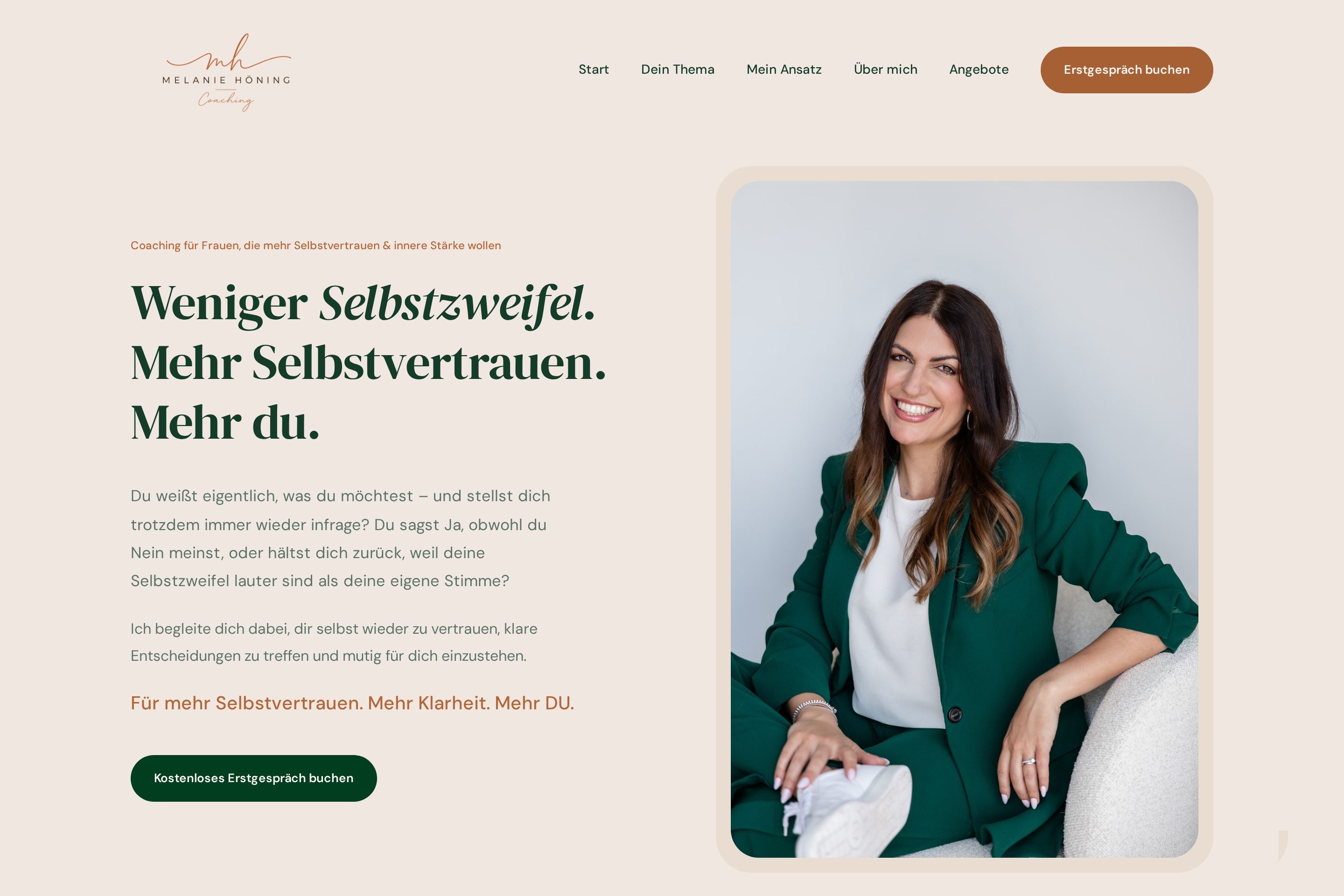 Homepage of the MELANIE HÖNING COACHING website
