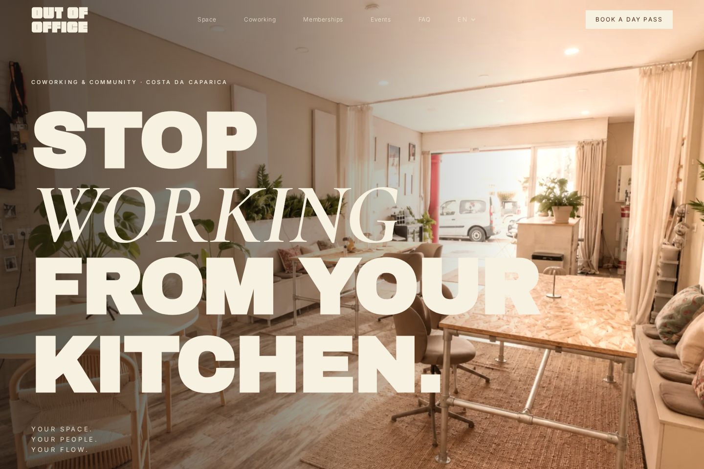 Homepage of the OUT OF OFFICE CAPARICA website